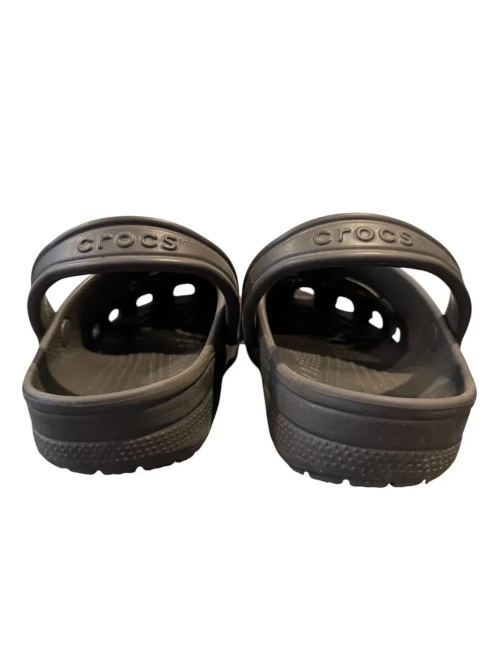 Crocs Yukon Men’s Size 9 Brown Black Leather Slip On Clogs Comfort Casual - Picture 5 of 6